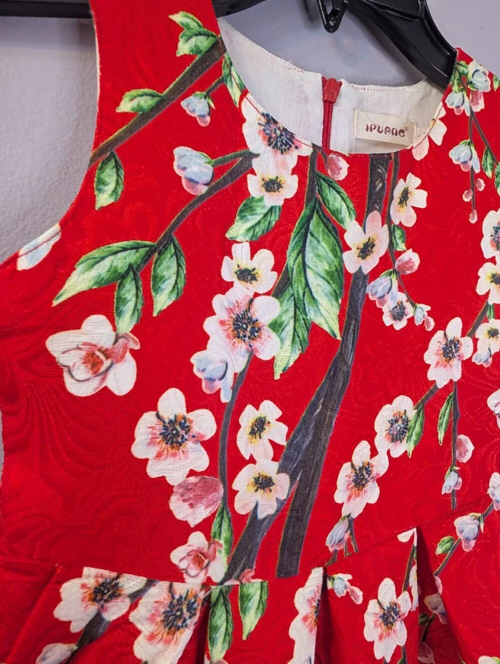 Ipuang Girls vibrant floral print classic A-Line knee length Holiday Dress Sz 4